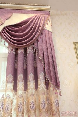 米瀾布藝 歐式客廳臥室紫色雪尼爾繡花窗簾布，廠家直銷打造家居藝術(shù)